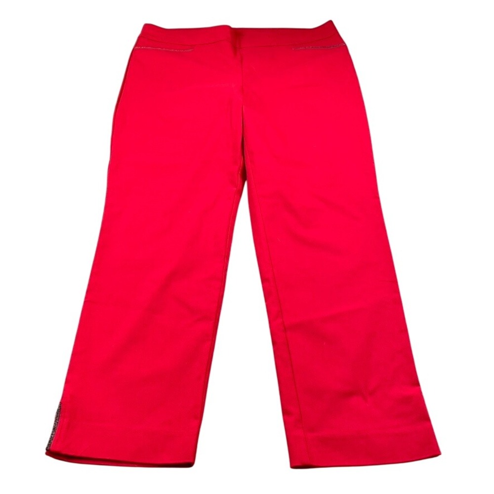 Chicos So Slimming Juliet Red Ankle Pants Size 2.5R US 14R Straight Leg Beaded